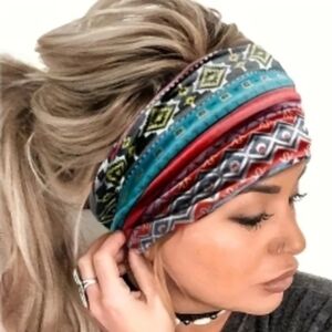 Boho Aztec Print Wide Headband for Women. New!